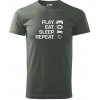 Play Eat Sleep Repeat game - Klasické pánske tričko vyššej gramáže - XL ( Tm. bridlica (šedozelená) )
