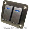 Hliníkový panel s 2 vypínačmi Rocket switch 12/24V - modré podsvietenie