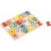 Vkladacie drevené puzzle - farebná abeceda