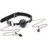 OhMama Fetish Breatherable Ball Gag With Nipple Clamps