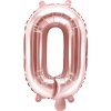 PartyDeco Fóliový balón Mini - Písmeno O 35 cm ružovo-zlatý
