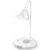 Mobilly LED lampička kulatá s bezdrátovou nabíječkou na telefon, sluchátka i hodinky, bílá LG-LED-102W