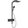 Hansgrohe Raindance Alive Q - Sprchový set s termostatom, 21x34 cm, 3 prúdy, kefovaný čierny chróm 24590340