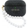 GUESS PU 4G Classic Logo Pearl Strap pre AirPods Pro 3 - čierny