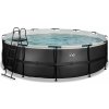 EXIT Toys Frame Pool Ø 488 x 122 cm - Black Leather Style - 1 ks vrátane pieskovej filtrácie, schodíkov a sadou na opravu vložky