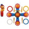Teddies Hádzacia hra plast kríž s kruhmi + košíčkami s loptičkami v sieťke