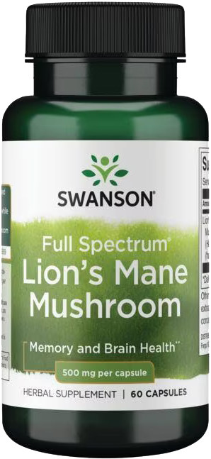 Swanson Korálovec Ježatý Lion\'s Mane 500 mg 60 kapsúl