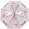 Detský priehľadný vystreľovací dáždnik mačka - pink