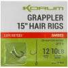 Korum Grappler Hair Rigs Barbed hotové návazce 38cm Veľkosť 12 0,26 mm 10 lb 8 ks