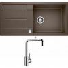 Blanco METRA XL 6 S kávová + excentrické ovládanie + Blanco MILI chróm 519413
