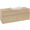 VILLEROY & BOCH Collaro závesná skrinka pod umývadlo na dosku (umývadlo v strede), 4 zásuvky, 1400 x 500 x 548 mm, Nordic Oak, C11600VJ