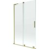 MEXEN/S - Velar L dvojkrídlová posuvná vaňová zástena 110 x 150, transparent, zlatá kartáčovaná 896-110-003-01-55