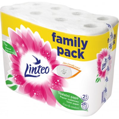 Linteo Care & Comfort toaletný papier biely 158 ks, 2 vrstvy a 19 m, 24 roliek