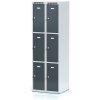 Alfa 3 Šatníková skrinka s úložnými boxami, 6 boxov, 1800 x 600 x 500 mm, cylindrický zámok, tmavosivé dvere