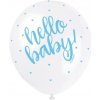 Unique Balóniky latexové Hello Baby modré 30 cm 5 ks