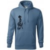 Husľový kľúč gitara - Mikina pánska Cape s kapucňou - 4XL ( Denim )