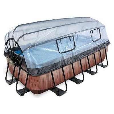 EXIT Frame Pool 4x2x1m (12v Sand filter) - Timber Style + Dome + Heat Pump