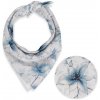 Biante Bavlnená šatka Sandra SA-737 Modro-sivé kvety vanilky na bielom 80 x 80 cm