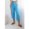 Turquoise trousers with wide legs and pockets modrá One size Kesi Włoski 5907302532084