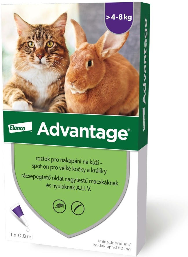 Advantage spot-on pre malé mačky a králiky 80 mg 1 x 0,8 ml