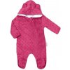 Baby Nellys Kombinézka /overal Minky s kapucňou a uškami - sytě ružová, veľ. 62, 62 (2-3m)