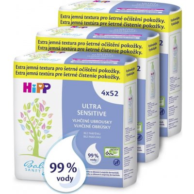 HiPP Babysanft Ultra sensitive vlhčené utierky bez parfému 12 x 52 ks od  22,76 € - Heureka.sk