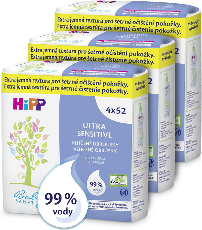 HiPP Babysanft Ultra sensitive vlhčené utierky bez parfému 12 x 52 ks od  14,39 € - Heureka.sk