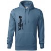 Husľový kľúč gitara - Mikina pánska Cape s kapucňou - 5XL ( Denim )