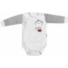 Baby Nellys Body dlhý rukáv Monkey - sv. šedý melírek