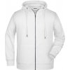 James & Nicholson (Daiber) Pánska mikina na zips z biobavlny 8026 - Biela | 4XL