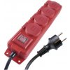 EMOS Predlžovací kábel 10 m / 4 zásuvky / s vypínačom / čierno-červený / guma-neoprén / 1,5 mm2 P14101