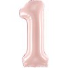 PartyDeco Fóliový balón narodeninové číslo 1 svetloružový 72 cm