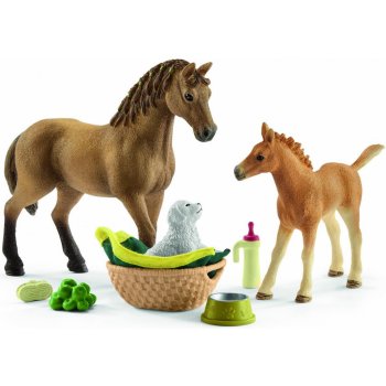 Schleich 42432 Set žriebä a Quarter kôň so šteniatkom a doplnkami