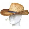 Klobúk slamený s koženou obrubou béžová barva