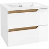 kielle Oudee Skrinka s umývadlom 60 cm, lesklá biela/tmavý dub 50002S610