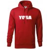 Yoga nápis - Mikina pánska Cape s kapucňou - 3XL ( Červená )