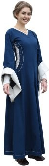 Outfit4Events Středověké s pekelnými okny Bliaut Amal modrá/přírodní