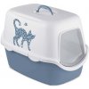 STEFANPLAST CATHY Griffe krytá mačacia toaleta s veselým motívom modrá/biela 56x40x40cm
