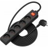 AlzaPower predlžovací prívod 230V 5 zásuviek vypínač 5m čierny APW-LV-A50E1B
