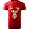 Jeleň kresba - Klasické pánske tričko vyššej gramáže - 4XL ( Červená )