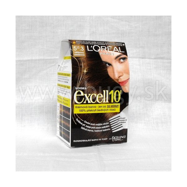 L'Oréal Excell 10´ krémová farba len za 10 minút 100% prekrytie šedivých  vlasov Oriešková 55.3 od 5,65 € - Heureka.sk