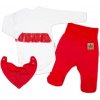 Baby Nellys 3-dielna sada Body dl. rukáv s tutu, šatka, polodupačky,červená,biela, veľ.62, 62 (2-3m)