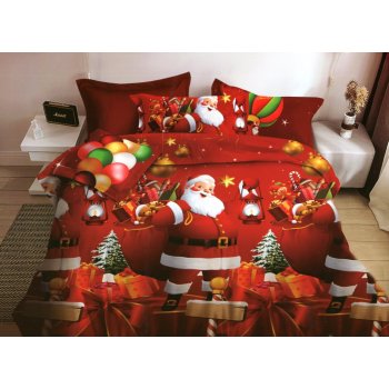 DomTextilu Červené vianočné obliečky na posteľ s motívom mikuláša 200x220  2x70x80 180x220 od 21,9 € - Heureka.sk