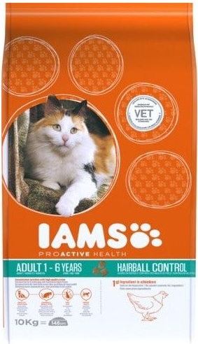 IAMS Cat Adult All Breeds Hairball Control Chicken 10 kg