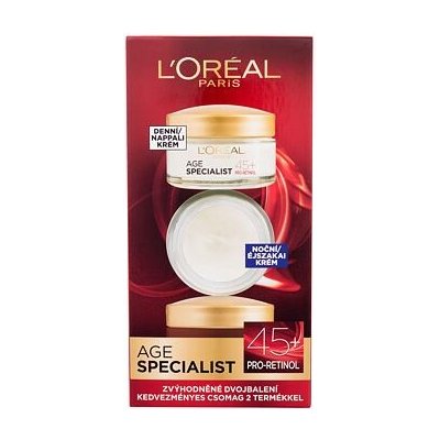 L'Oréal Paris Age Specialist 45+ dárková sada: denní pleťový krém Age Specialist 45 SPF20 50 ml + noční pleťový krém Age Specialist 45 50 ml