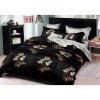 Posteľná obliečka čierno-sivá s rastlinným motívom Paplón: 160x200 cm | Vankúš 2x: 70x80 cm čierna