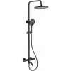 CERANO - Sprchový nástenný stĺp Selma - termostatická vaňová otočná batéria - čierna matná - 80-130,4 cm