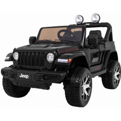Joko Elektrické autíčko Jeep Wrangler Rubicon 4x4 penové kolesá kožené sedadlo FM rádio čierná