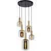 Závesná lampa Lucide JOANET, 5xE27, dymové sklo, zlatá, 40W, moderná