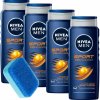 NIVEA MEN pánsky sprchový gél sada 4x500ml
